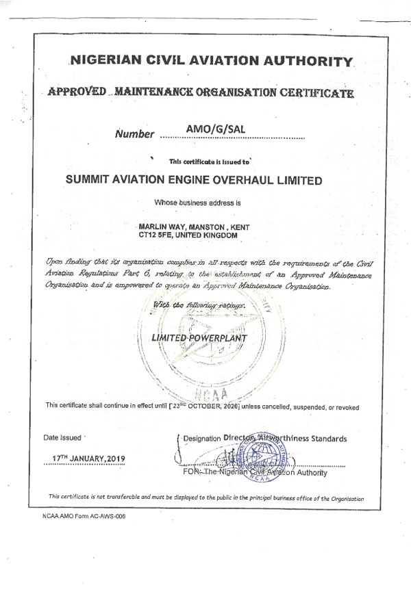 Nigerian CAA Certificate